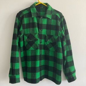 Vintage Woolrich Green Plaid Button Up | M | 100% green & black